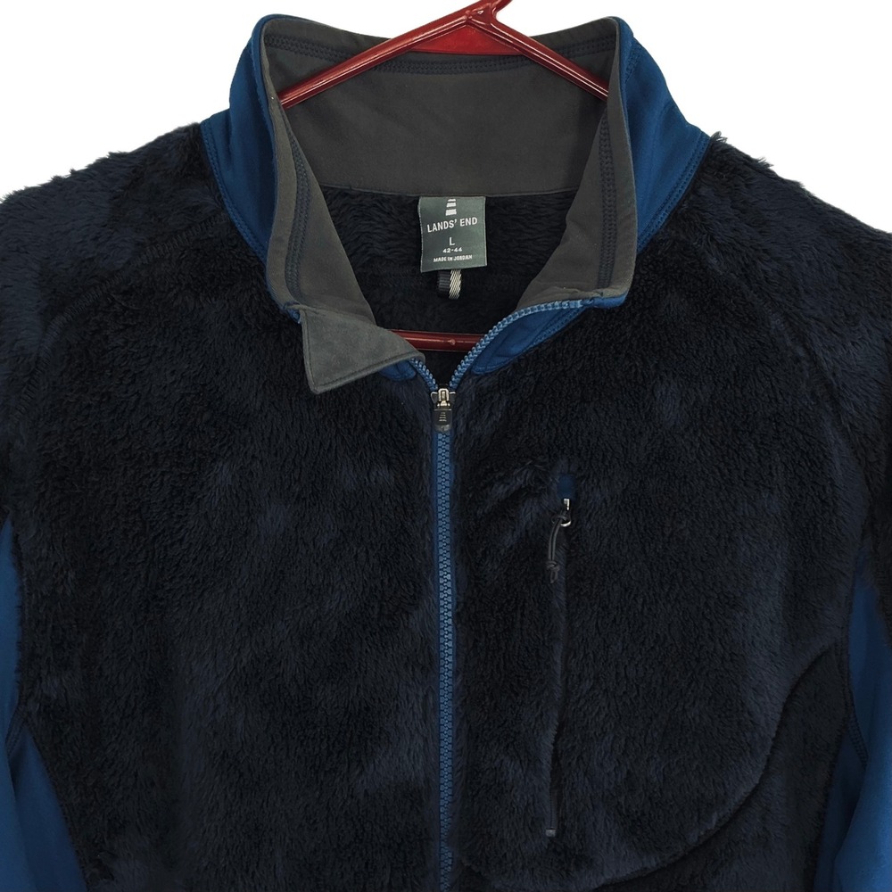 Lands' End Men's Large Polartec Hybrid Fleece Soft-Shell Jacket Navy‎ Blue